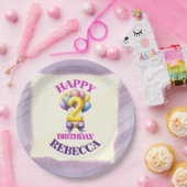 2回目の誕生日バルーンテーマ ペーパープレート (パーティー)