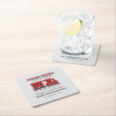 2回目の誕生日パーティーかわいい赤い西部電車 スクエアペーパーコースター (インサイチュ)