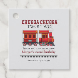 2回目の誕生日パーティーかわいい赤い西部電車 フェイバータグ