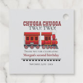 2回目の誕生日パーティーかわいい赤い西部電車 フェイバータグ (裏面)