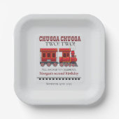 2回目の誕生日パーティーかわいい赤い西部電車 ペーパープレート (正面)