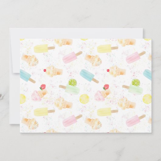 2回目の誕生日パーティーアイスクリームとポップス 招待状 (裏面)