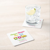 2回目の誕生日パーティーチャガチョオカラフル列車 スクエアペーパーコースター (インサイチュ)