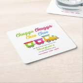 2回目の誕生日パーティーチャガチョオカラフル列車 スクエアペーパーコースター (アングル)