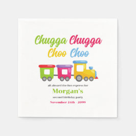 2回目の誕生日パーティーチャガチョオカラフル列車 スタンダードカクテルナプキン