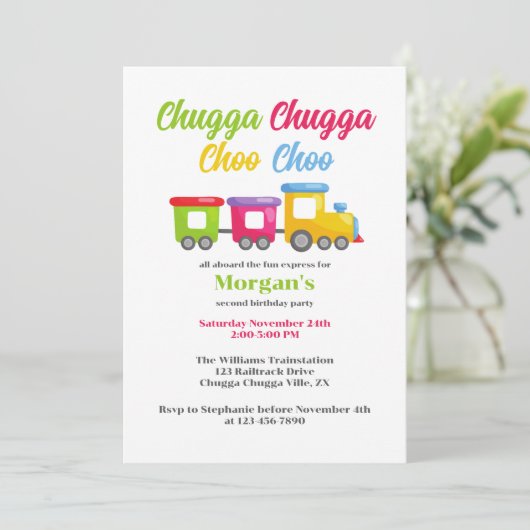 2回目の誕生日パーティーチャガチョオカラフル列車 招待状 (スタンド正面)