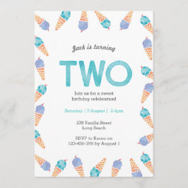 2回目の誕生日パーティー |アイスクリームのご招待 招待状