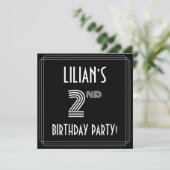 2回目の誕生日パーティー:アールデコスタイル(名前をカスタムする付き) 招待状 (スタンド正面)