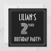 2回目の誕生日パーティー:アールデコスタイル(名前をカスタムする付き) 招待状 (正面)