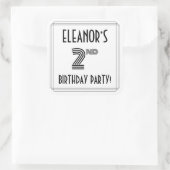 2回目の誕生日パーティー:アールデコスタイル+名前をカスタムする スクエアシール (バッグ)