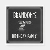 2回目の誕生日パーティー:アールデコスタイル+名前をカスタムする スタンダードランチョンナプキン (正面)