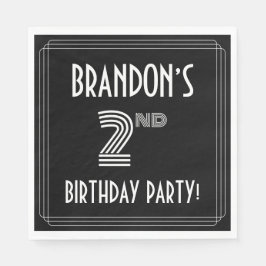 2回目の誕生日パーティー:アールデコスタイル+名前をカスタムする スタンダードランチョンナプキン