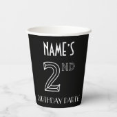 2回目の誕生日パーティー:アールデコスタイル+名前をカスタムする 紙コップ (裏面)