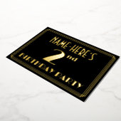 2回目の誕生日パーティー:アールデコルック「2」、名前つき 箔招待状 (回転した状態)