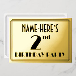 2回目の誕生日パーティー—アールデコ検索「2」 +名前 箔招待状