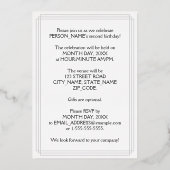 2回目の誕生日パーティー—エレガントスクリプト+名前をカスタムする 箔招待状 (裏面)