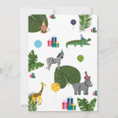 2回目の誕生日パーティー，ジャングル動物，ワイルド 招待状 (裏面)