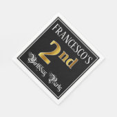 2回目の誕生日パーティー:ファンシースクリプト、フェイク金ゴールド・ルック スタンダードランチョンナプキン (角)