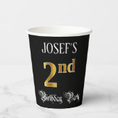 2回目の誕生日パーティー:ファンシースクリプト、フェイク金ゴールド・ルック 紙コップ (裏面)