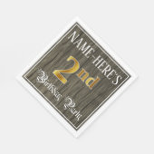 2回目の誕生日パーティー—フェイク金ゴールドとフェイク木の外観 スタンダードランチョンナプキン (角)