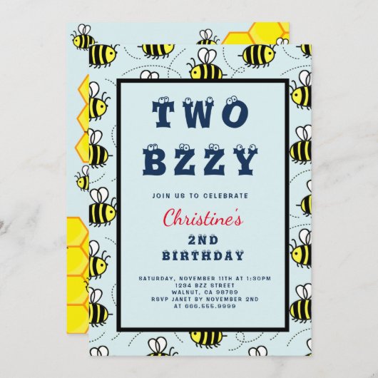 2回目の誕生日パーティー、2回目忙しの誕生日パーティー 招待状 (正面/裏面)