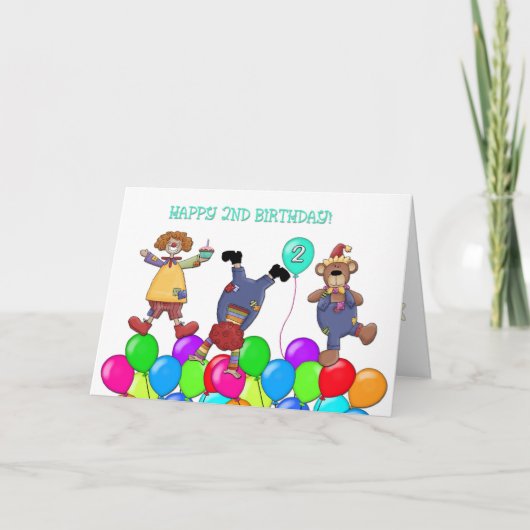 2回目の誕生日ピエロバルーン カード (正面)