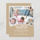 2回目の誕生日フォトコラージボーイまたはガールミックスカラー (正面/裏面)