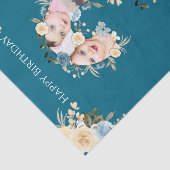 2回目の誕生日フォトコラージュティール(緑がかった色)ブルーイエローフラワー 薄葉紙 (詳細)