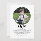 2回目の誕生日フォトシンプル写真モダン 招待状 (正面)