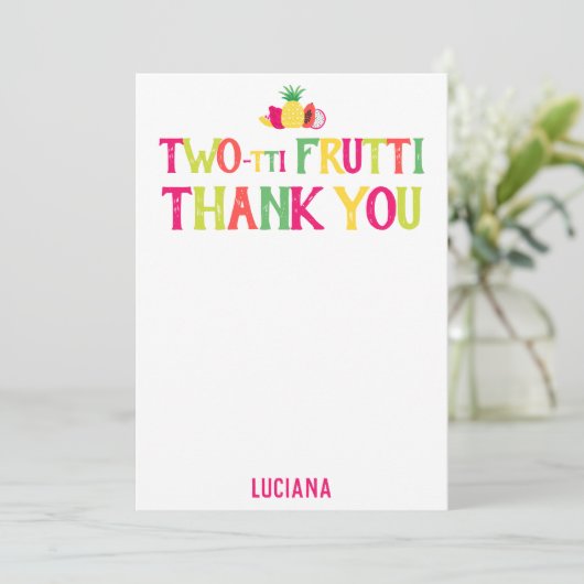 2回目の誕生日フルッティありがとうパーソナライズされた サンキューカード (スタンド正面)