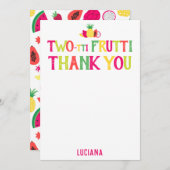 2回目の誕生日フルッティありがとうパーソナライズされた サンキューカード (正面/裏面)
