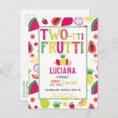 2回目の誕生日フルーツフルーツバースデーパーティー インビテーションポストカード (正面/裏面)