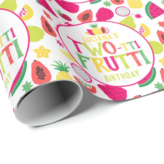 2回目の誕生日フルーツフルーツバースデーパーティー ラッピングペーパー (ロールコーナー)