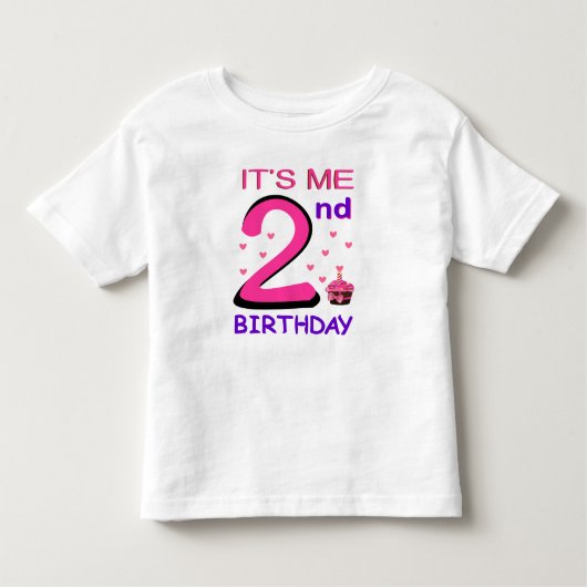2回目の誕生日ベビーかわいいピンク トドラーTシャツ (正面)