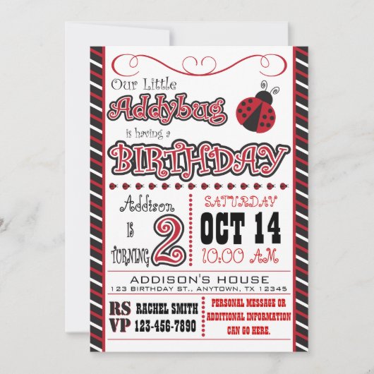 2回目の誕生日招待状の追加 招待状 (正面)