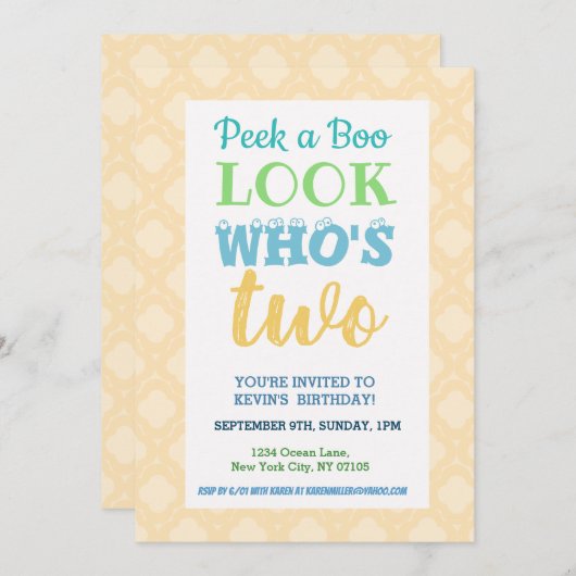 2回目の誕生日招待状文言 招待状 (正面/裏面)