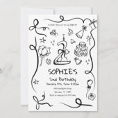 2回目の誕生日招待状、手書き2回目の誕生日 招待状 (正面)