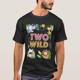 2回目の誕生日2つの野生の2日目の動物パーティー Tシャツ