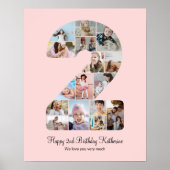 2回目の誕生日2フォトコラージュカスタム写真 ポスター (正面)