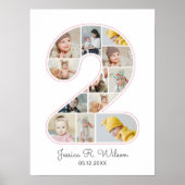 2回目の誕生日2フォトコラージュベビー子供部屋 ポスター (正面)