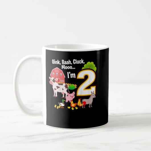 2回目の誕生日2歳の農場誕生会アニメーション コーヒーマグカップ (左)