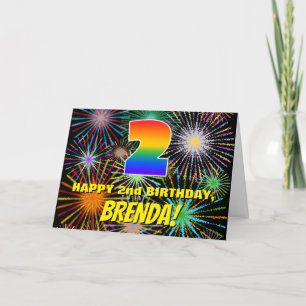2回目の誕生日:おもしろいカラフル、お祝い花火 カード