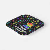 2回目の誕生日:おもしろいスターのパターンと虹"2" ペーパープレート (傾斜あり)