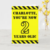 2回目の誕生日:おもしろいステンシルスタイル文字、名前をカスタムする カード (黄色い花)