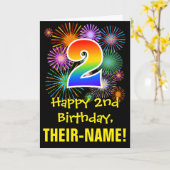 2回目の誕生日:おもしろい花火パターン+虹2 カード (黄色い花)