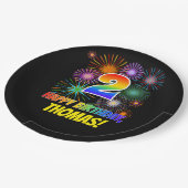 2回目の誕生日:おもしろい花火パターン+虹2 ペーパープレート (アングル)