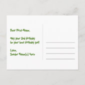 2回目の誕生日 – おもしろい花火パターン+虹2 ポストカード (裏面)