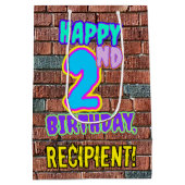 2回目の誕生日：おもしろい、アーバングラフィティインスパイアルックス ミディアムペーパーバッグ (裏面)