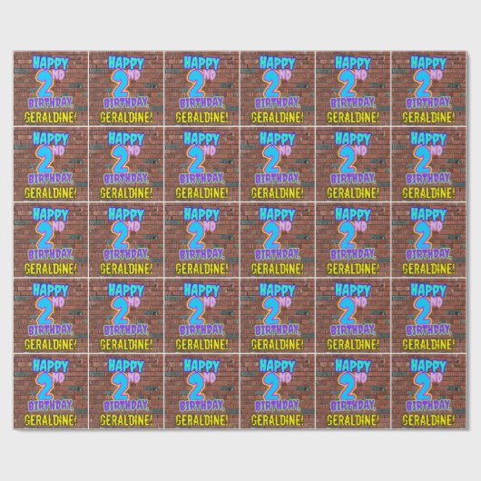 2回目の誕生日:おもしろい、アーバングラフィティインスパイアルックス ラッピングペーパー (フラット)