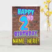 2回目の誕生日 – おもしろい、アーバングラフィティインスパイアルック カード (黄色い花)